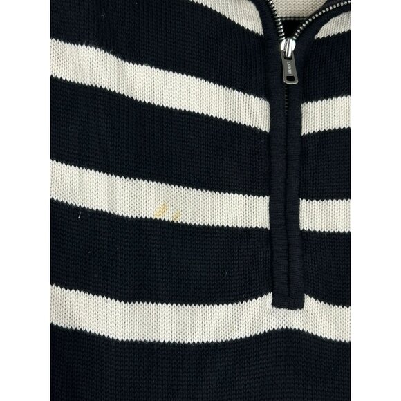 Lauren Ralph Lauren Women's Medium 1/4 Zip Striped Sweater 100% Cotton - Picture 12 of 13